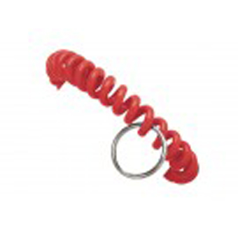 BRADY PEOPLE ID, RETAINER, RED, WRIST COIL W/(25MM) SPLIT RING, SOLD IN PACK OF 250, PRICED PER PACK